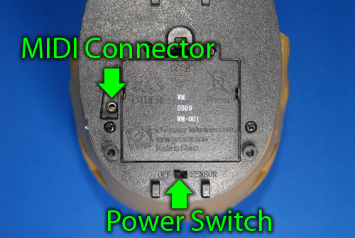 Midify Your Skull Power Switch and MIDI Jack Locations